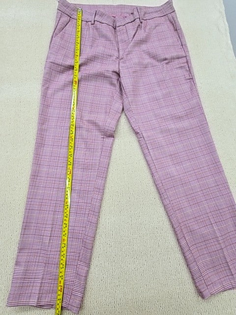 Reiko Women's Pink Plaid Liv Fancy Straight Trousers Size 32