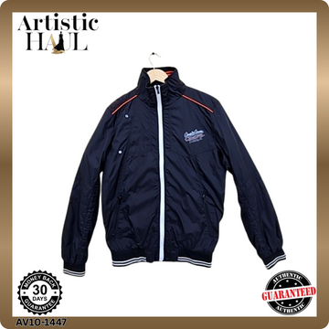 Jack & Jones Navy Bomber Jacket M Nylon Orange Piping Strength First