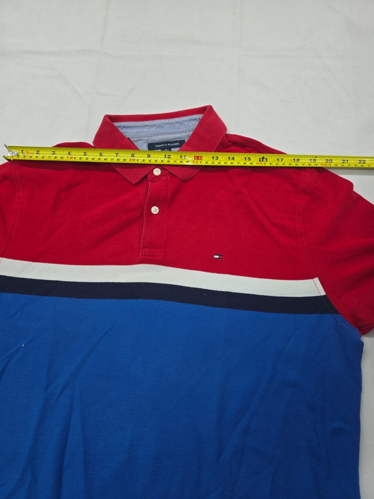 Tommy Hilfiger Men's Colorblock Polo Shirt Red Blue White Size XL