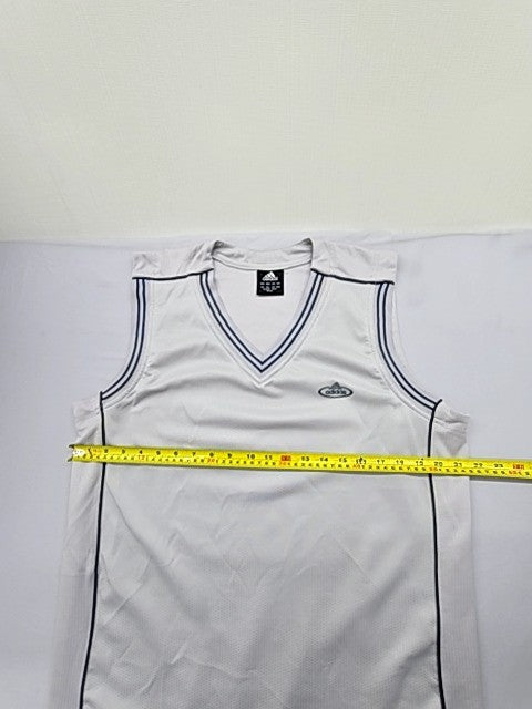 Adidas Men's XXL White Striped V-Neck Mesh Tank Top