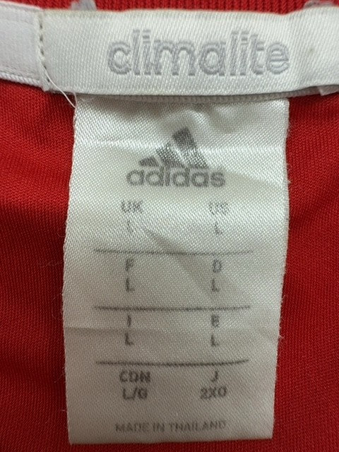 Adidas Red Soccer Climalite Jersey L Athletic Fit Moisture Wicking