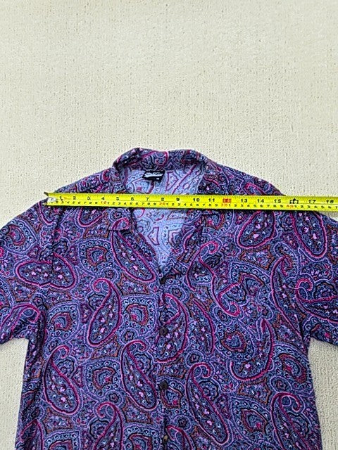 Vintage Shirt149 Men's Purple Paisley Camp Collar Button-Down M Vintage