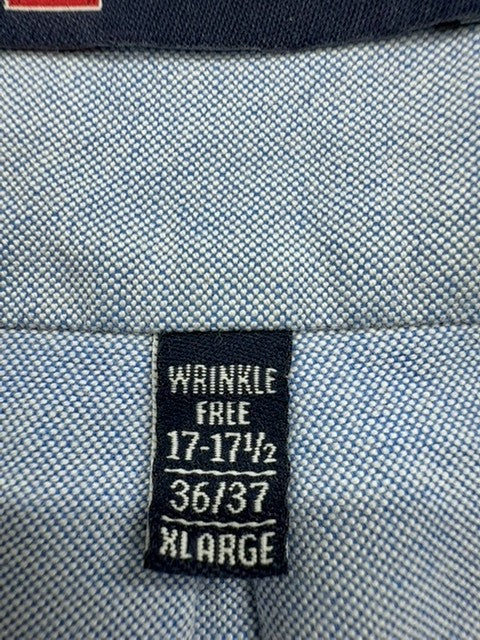 Chaps Men's XL Light Blue Wrinkle Free Oxford Dress Shirt 17-17.5" 36/37"