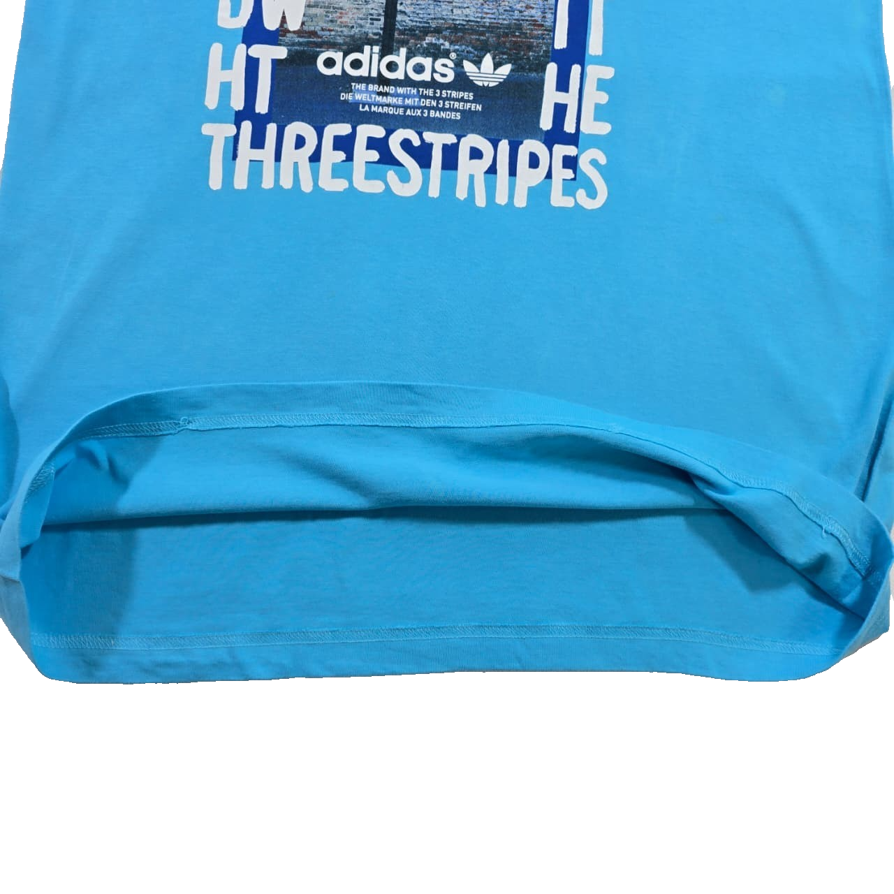Adidas Three Stripes T-Shirt Baby Blue Short Sleeve Crewneck Cotton Tee Logo M