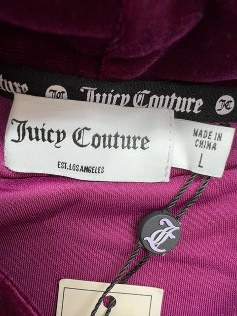 Juicy Couture Purple Velour Zip Hoodie L Unisex Long Sleeve