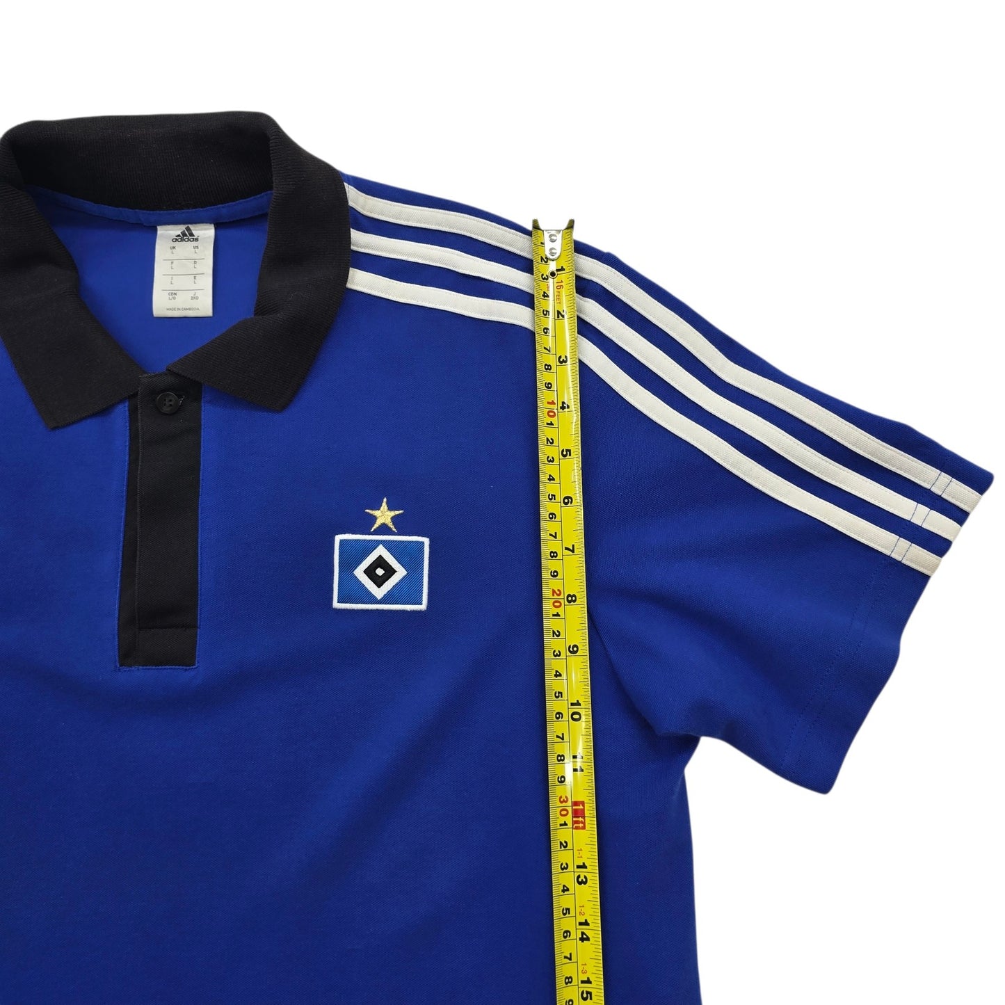 Adidas Men's Royal Blue Polo Short Sleeve Shirt Size L Three Stripes