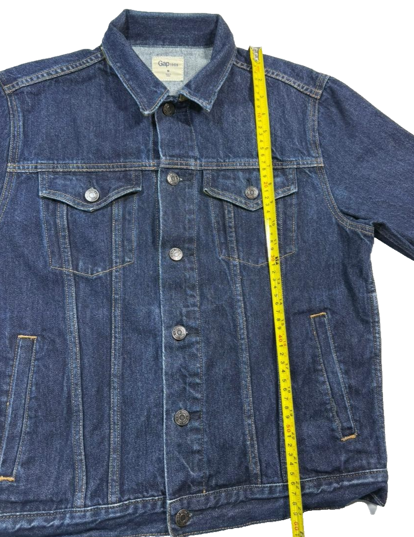 Gap 1969 Men's Dark Wash Denim Jacket Camouflage Camo Liner Trucker Style Size M