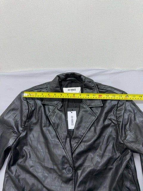 4th & Reckless Black Faux Leather Quilted Blazer Petite M