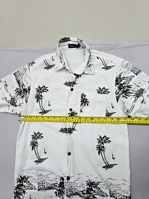Vineyard Vines Men's White Palm Tree Camp Collar Shirt Size M