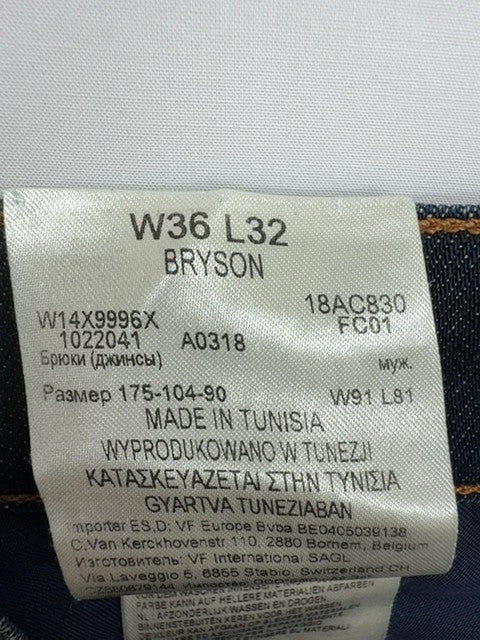 Bryson Men's Dark Blue Jeans 36x32 Zip Fly Orange Stitching