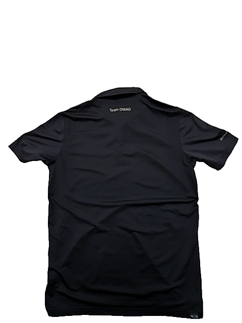 Puma Polo Shirt Men's M Black Polyester Short Sleeve Gold Trim