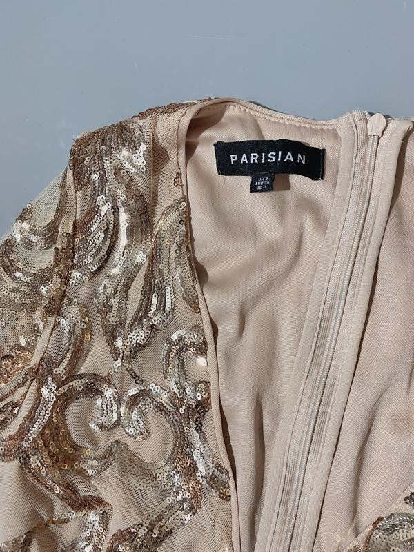 Parisian Rose Gold Sequin Dress - Size 8