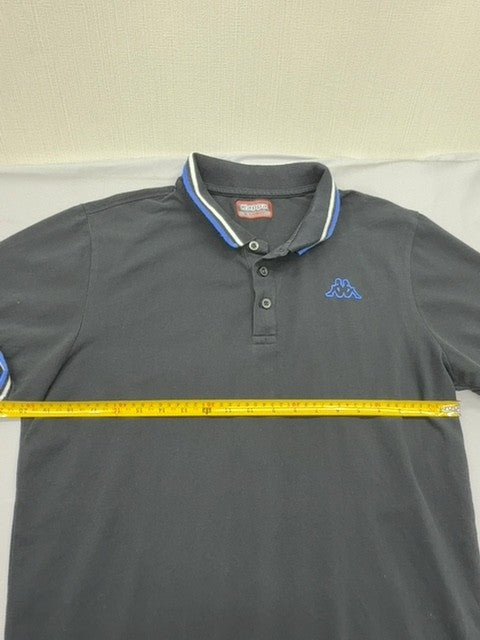 Kappa Men's Gray Polo Shirt XL Short Sleeve Blue Trim Logo Casual
