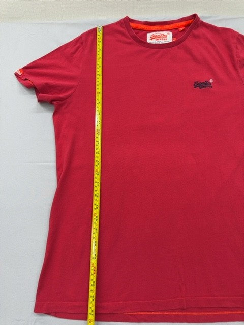 Superdry Men's XL Red Short Sleeve T-Shirt Crew Neck Embroidered Logo