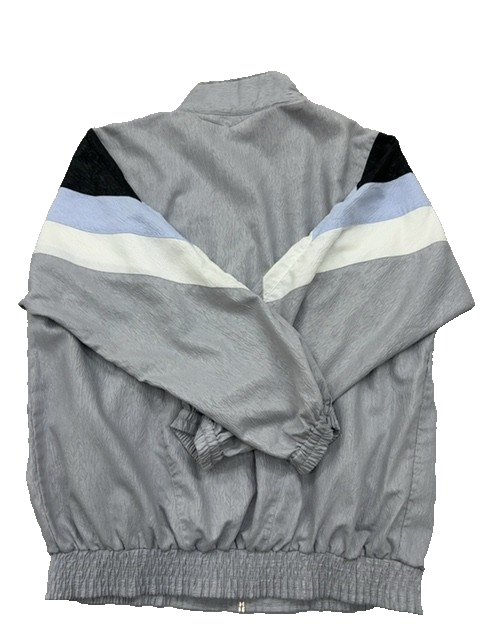 Challenger Men's Grey Striped Track Jacket Size 4 Zipper Long Sleeve