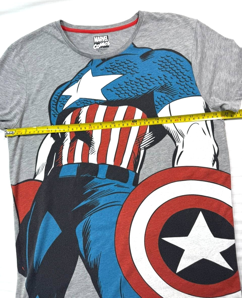 Grey Cotton Marvel Comics Captain America Graphic T-Shirt - Size L