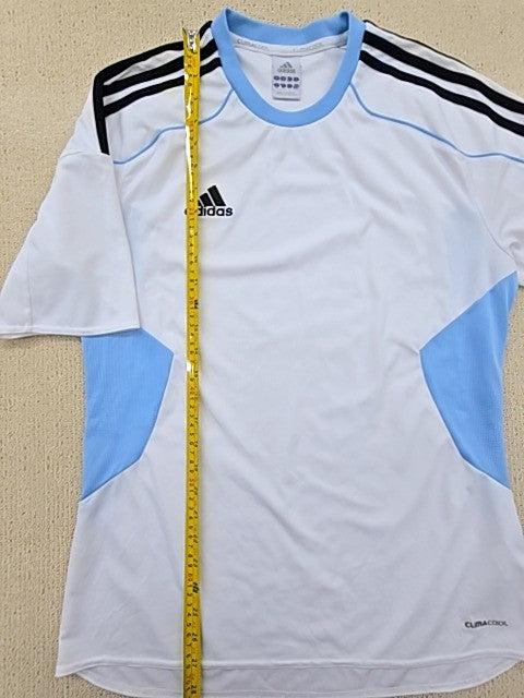 Adidas Men's M White/Light Blue Striped Climacool Soccer Jersey