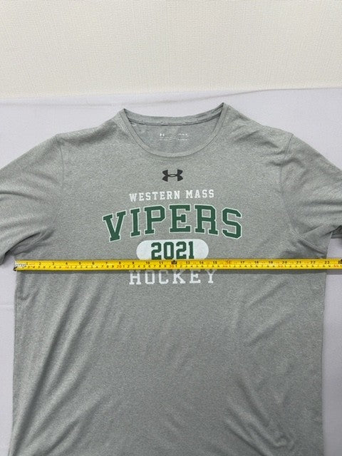 Under Armour Grey Hockey HeatGear T-Shirt Large Loose Fit Crewneck