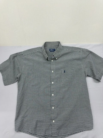 Ralph Lauren Gray Gingham Short Sleeve Button-Down XXL 100% Cotton USA