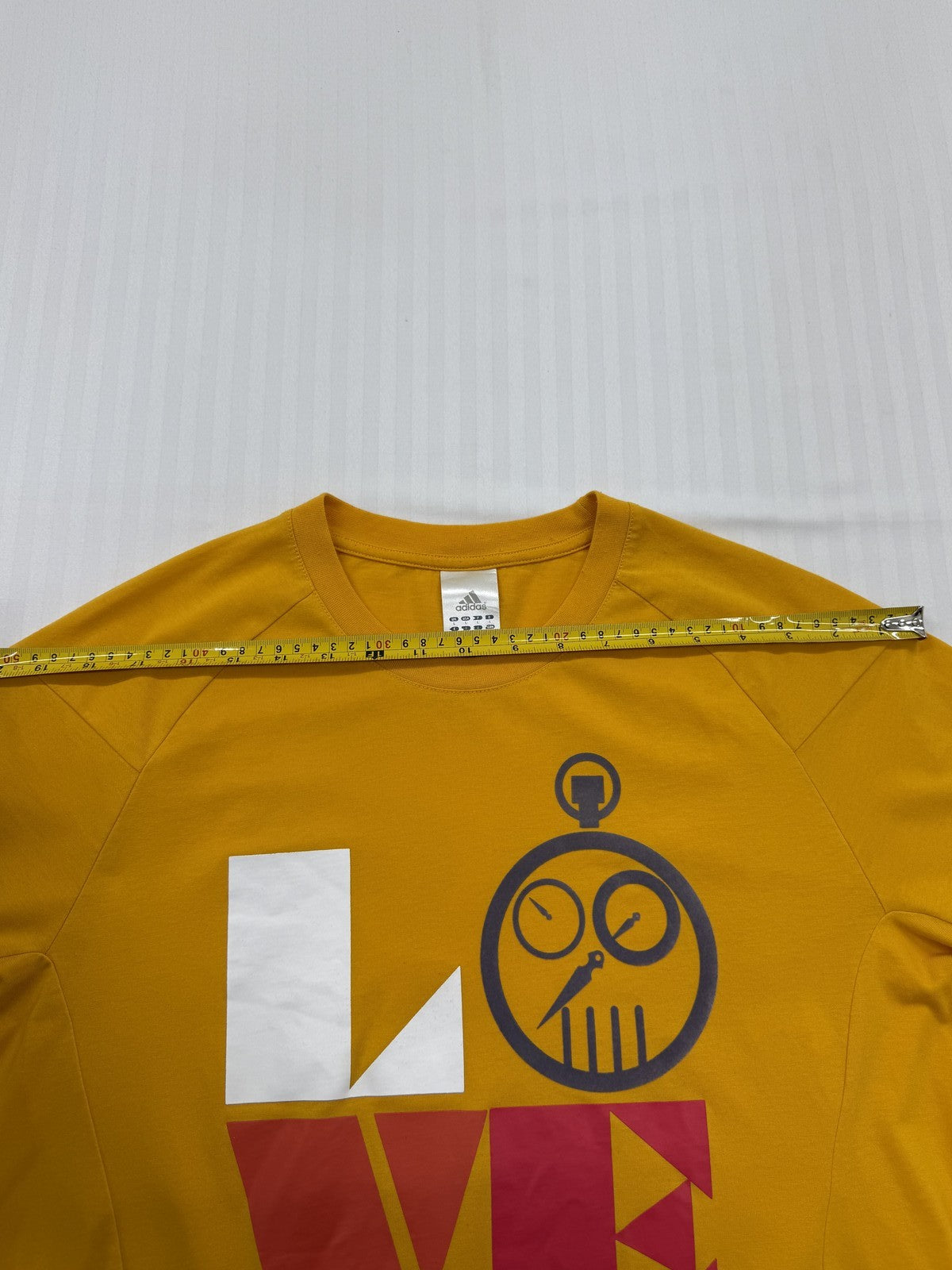 Adidas Men Gold Graphic Raglan T-Shirt Size F Crew Neck Jersey