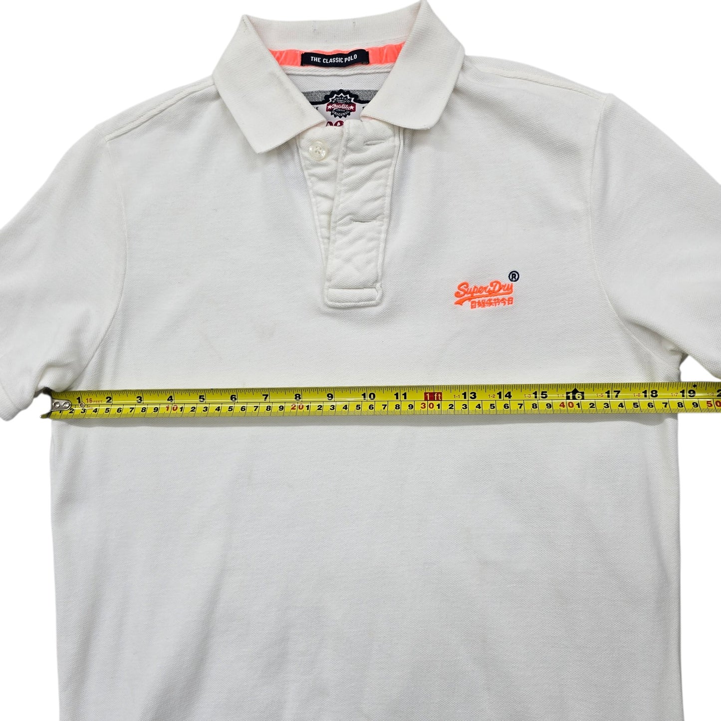 Superdry Classic Polo Shirt Men's L White Cotton Blend Logo Sport