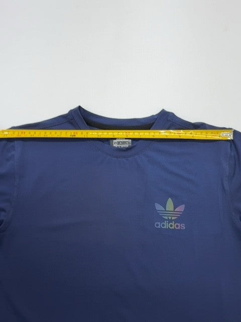 adidas Boys Blue Sports T-Shirt Youth L Tagless Crew Neck 100% Polyester