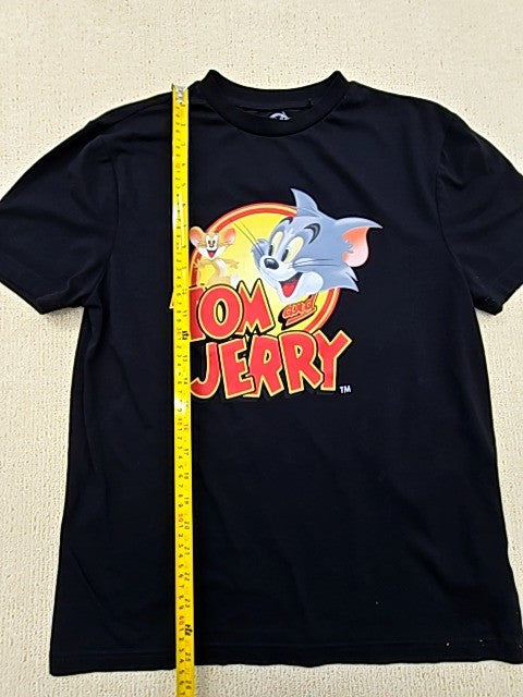 Tom And Jerry Black Graphic T-Shirt Men's M Short Sleeve Crewneck