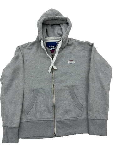 Superdry Men's Grey Zip Hoodie L Orange Label Cotton Blend