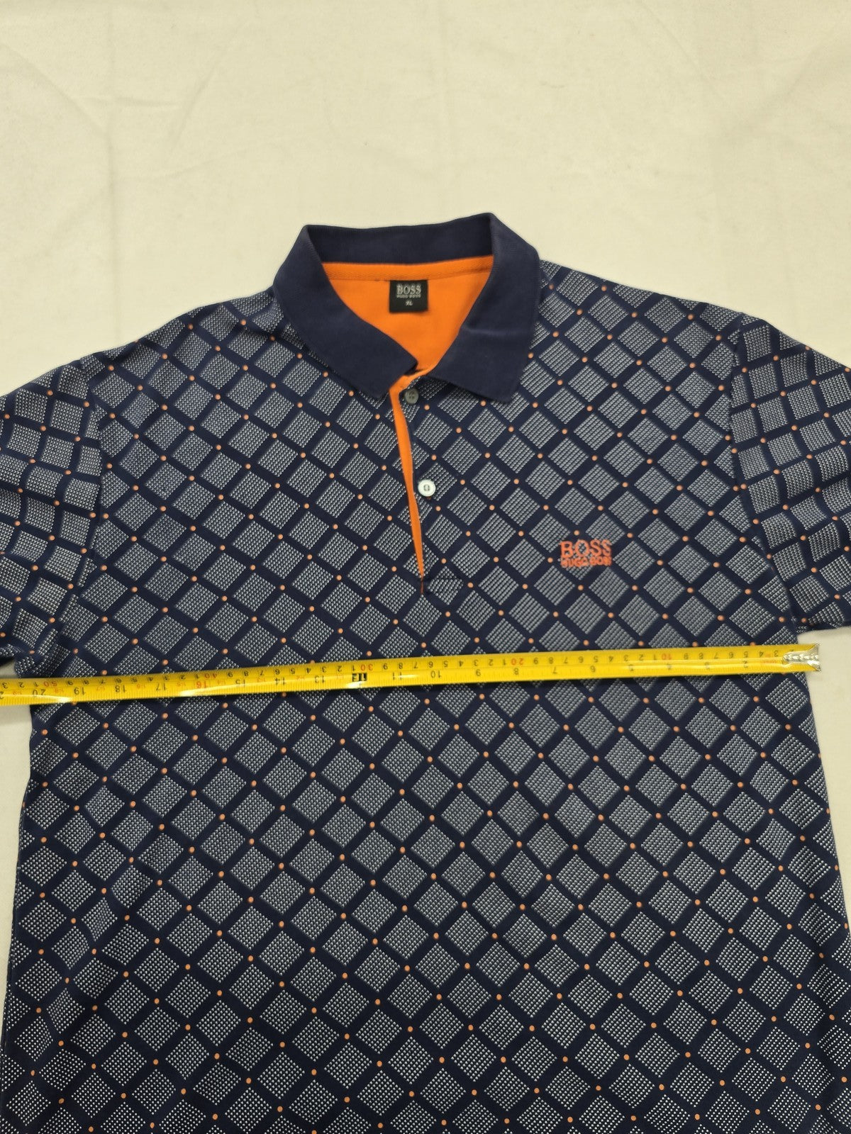 Hugo Boss XL Dark Blue Diamond Cotton Short Sleeve Polo Shirt