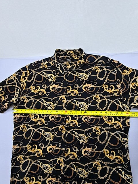 Icon Men's Black Chain Link Relaxed Fit Short Sleeve Shirt XL