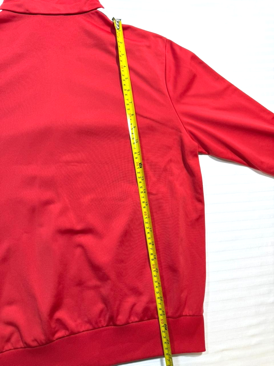 vintage-style red, white, and navy blue track jacket - size M