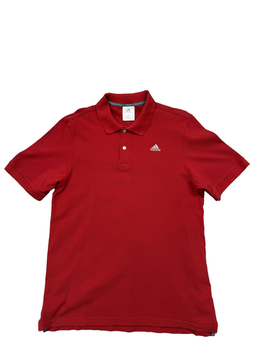 Adidas Red Polo Shirt Men's L 100% Cotton Short Sleeve Pique