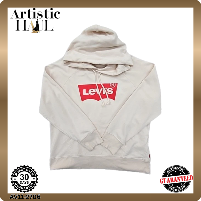 Levi's Men's Beige Graphic Hoodie Size M Relaxed Fit