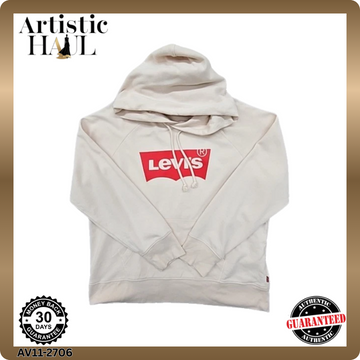 Levi's Men's Beige Graphic Hoodie Size M Relaxed Fit