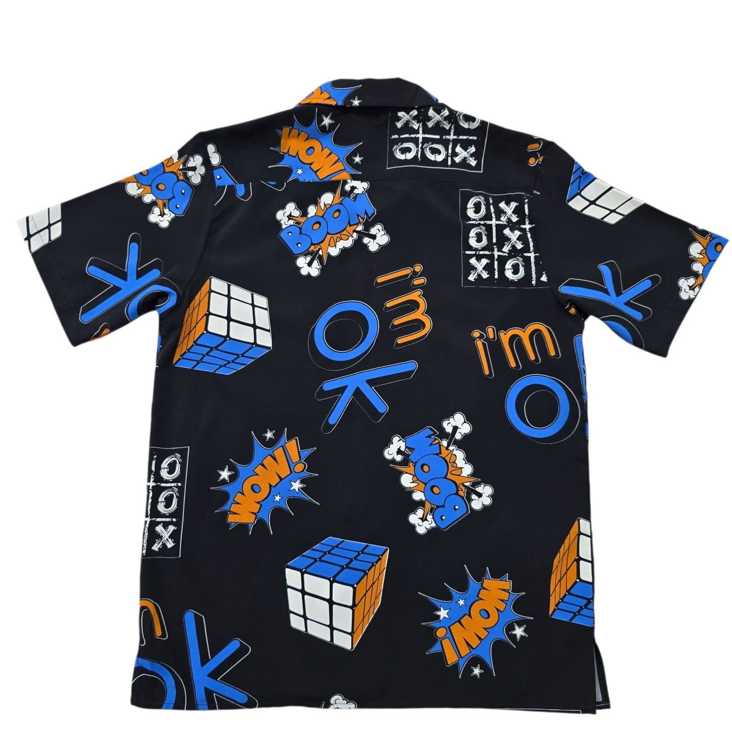 CuRaSING Men's Black Rubik's Cube Print Button-Down Shirt
