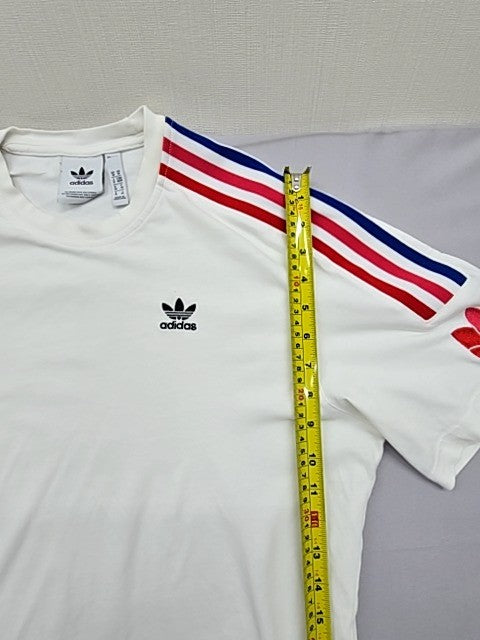 Adidas Originals Men's White Stripe 3-Stripes T-Shirt M Cotton