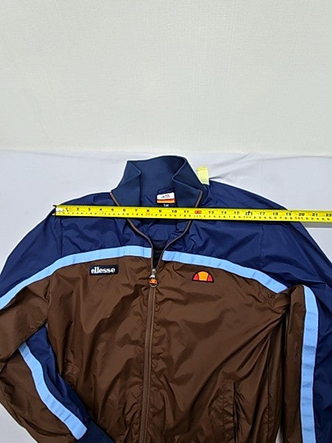 Ellesse Men's Track Jacket M Navy Brown Nylon Stripe Zipper