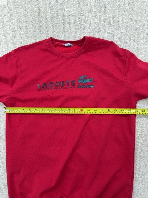 Lacoste Men's Red Fleece Sweatshirt Size L Embroidered Logo