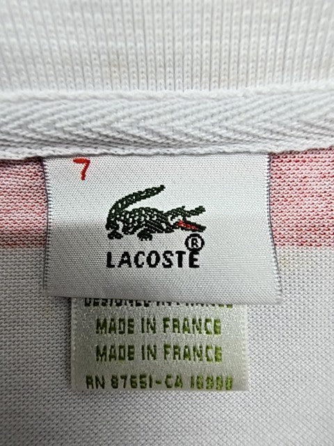 Lacoste Men's Red White Navy Striped Polo Shirt Short Sleeve Cotton