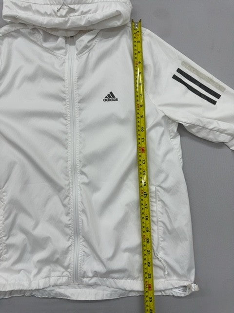 Adidas 3-Stripes White Hooded Zipper Jacket Unisex RN85776