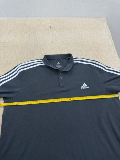 Adidas Men's Black Striped Athletic Polo Shirt Size 2XL Breathable