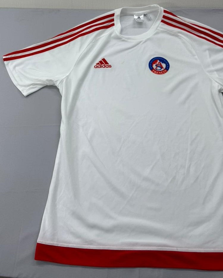 Adidas Men's White Soccer Jersey Short Sleeve Stripe L