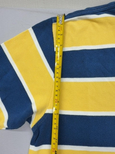 Tommy Hilfiger Men's Navy Yellow Striped Polo Shirt Size L Cotton
