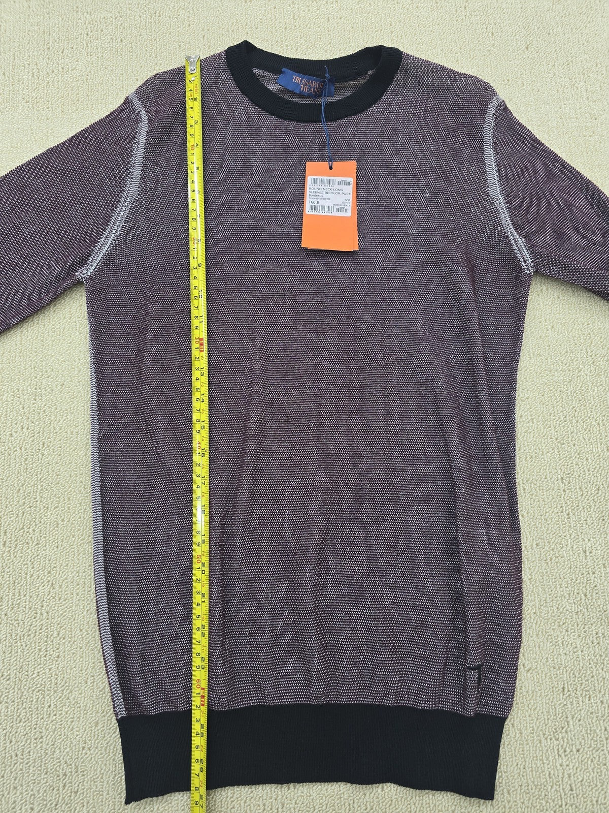 Trussardi Jeans Unisex Purple Cotton Crewneck Sweater S Italy Long Sleeve