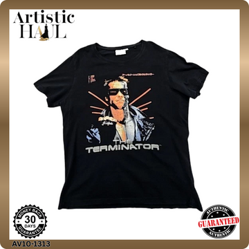 Men's XL Black Terminator T-Shirt 100% Cotton Short Sleeve Crewneck Screenprint