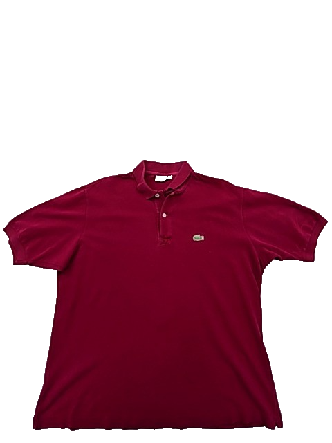 Lacoste L.12.12 Burgundy Cotton Polo Shirt Men Size 8 Classic Fit