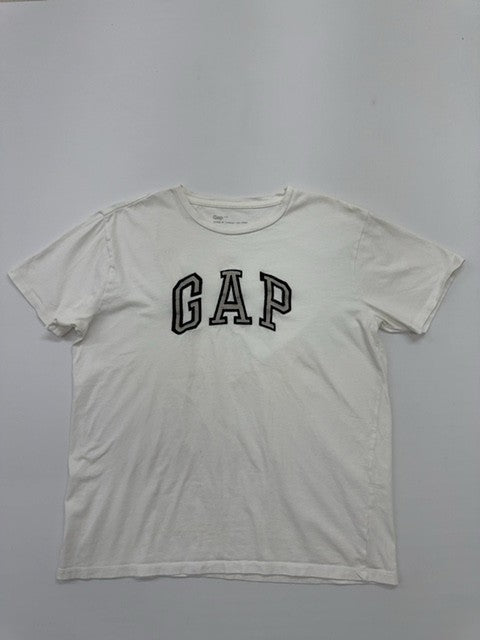 GAP Boys White Logo Graphic T-Shirt LG Big Kid Regular Fit