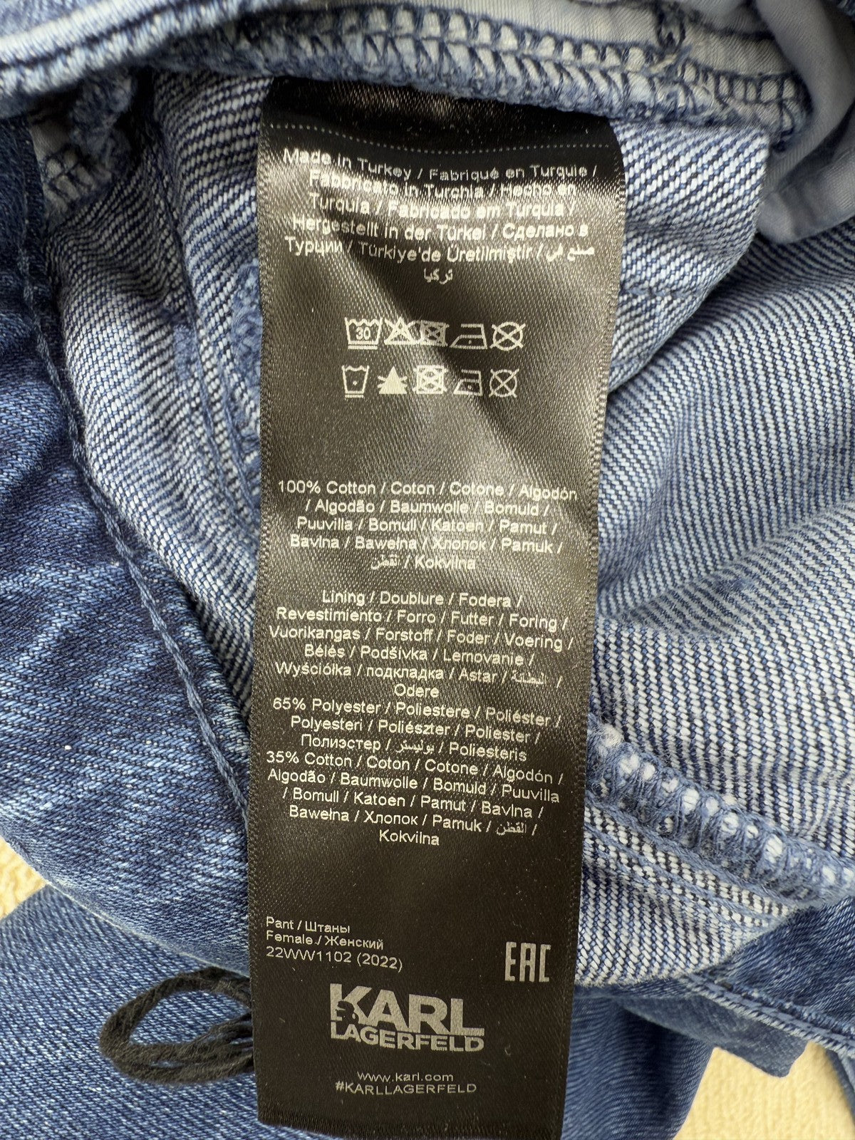 Karl Lagerfeld Women's Blue Size 24 Jeans 100% Cotton Denim Turkey