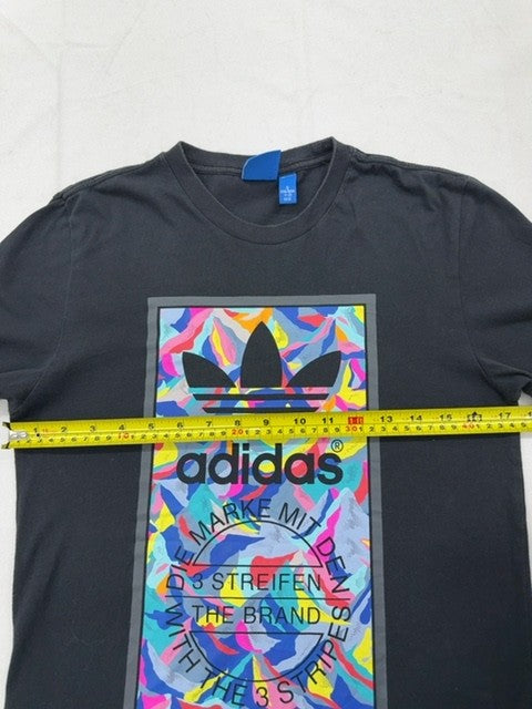 Adidas Men's Black Streetwear Graphic T-Shirt S 3-Stripes Cotton