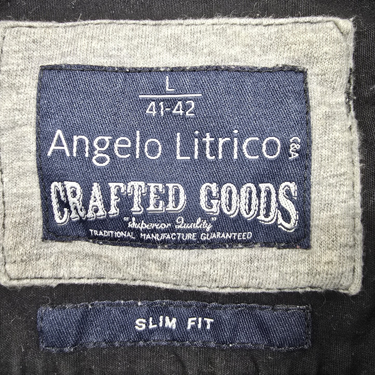 Angelo Litrico Black Cotton Slim Fit Short Sleeve Button-Up Shirt 41-42